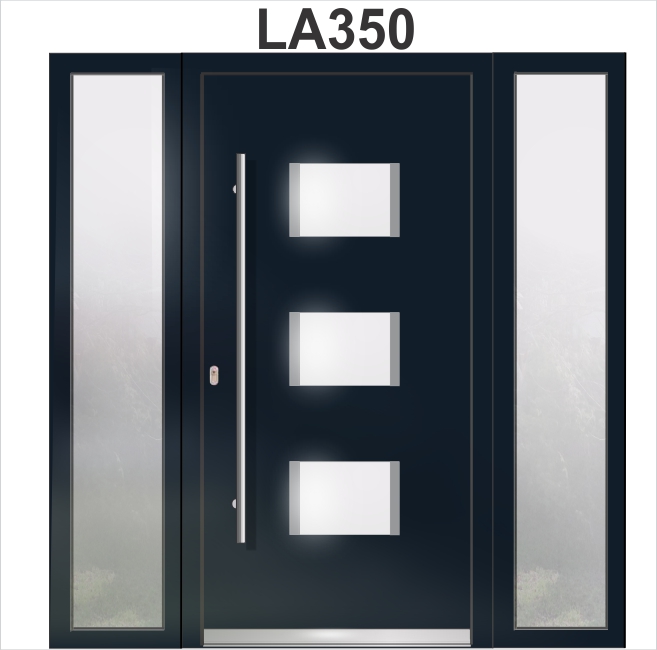 LA350  Haustür mit 2 Seitenteilen WH94 Aluminium mit Kunststoff